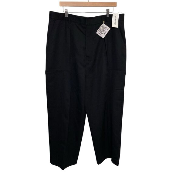 LOEWE Womens XXL High Waisted Tapered Zip Button Hem 100% Wool Trouser Pants NWT - Picture 1 of 14